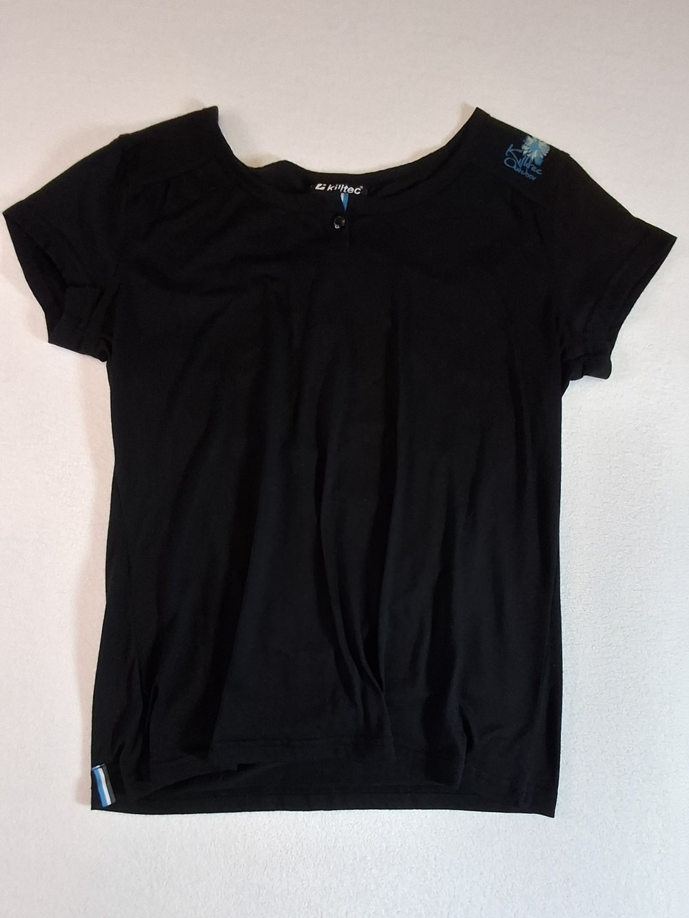 Killtec Women's Size 10 Black Short Sleeve Tee with Blue Trim